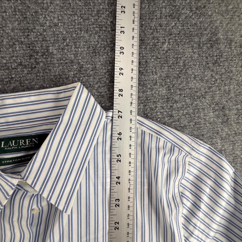Lauren Ralph Lauren Womens Blue White Striped Stretch Non Iron Button Down Shirt - Picture 7 of 9